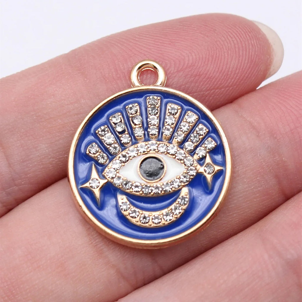 26x22mm 2.6g KC Gold Zinc Alloy Evil Eye Charm Pendant for DIY Necklace Bracelet Jewelry Making