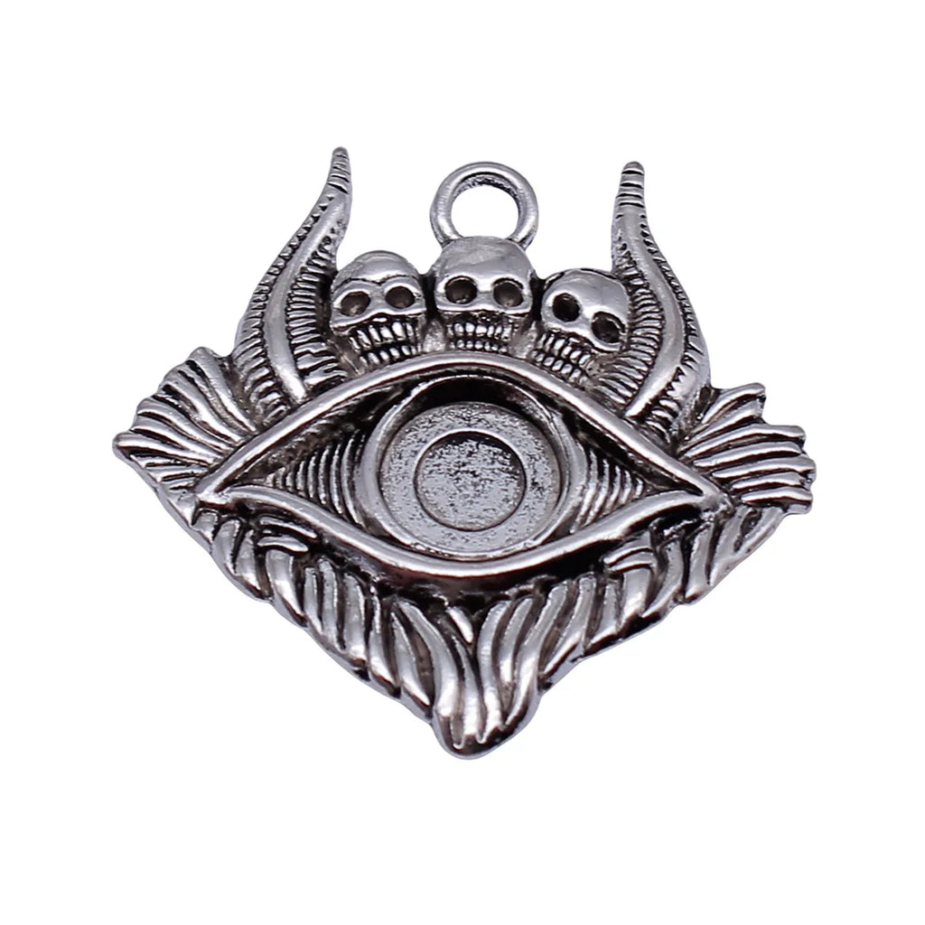 38x37mm 9g Antique Silver Zinc Alloy Skull Eye Charm Pendant for Gothic DIY Jewelry Making