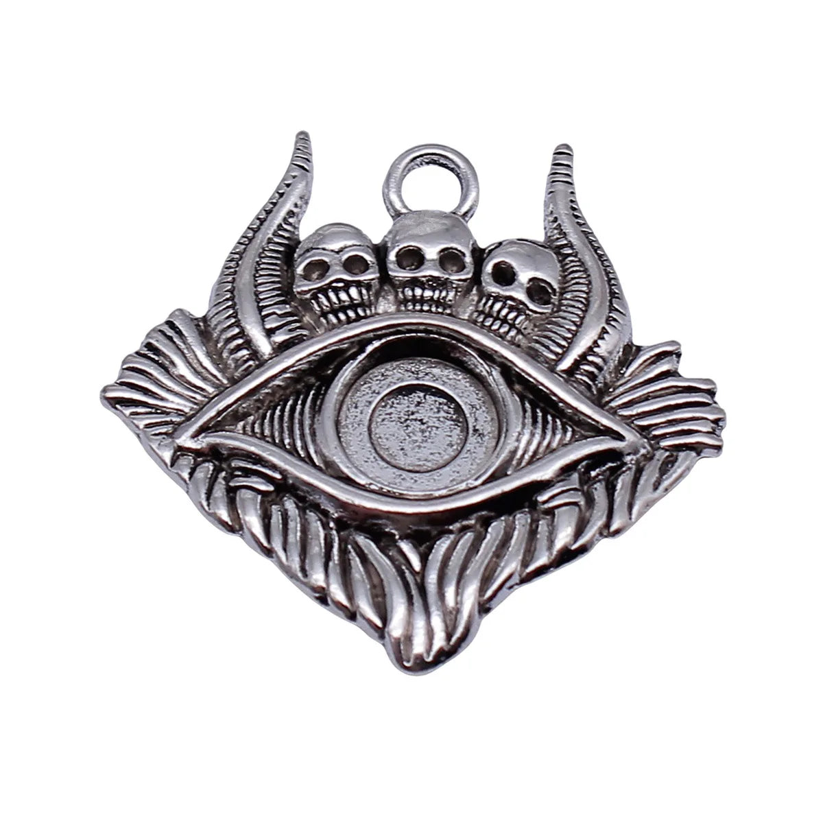 38x37mm 9g Antique Silver Zinc Alloy Skull Eye Charm Pendant for Gothic DIY Jewelry Making