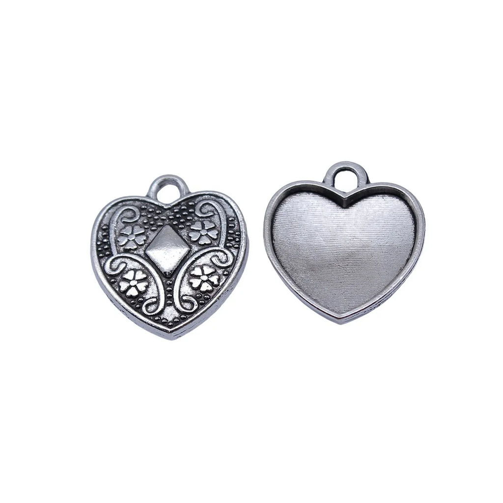 17x15mm 0.86g Antique Silver Zinc Alloy Heart Charm Pendant for DIY Necklace Bracelet Jewelry Making