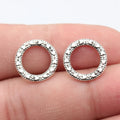 15x15mm 0.77g Antique Silver Zinc Alloy Heart Pattern Round Ring Double Sided Connector Charm for DIY Jewelry Making