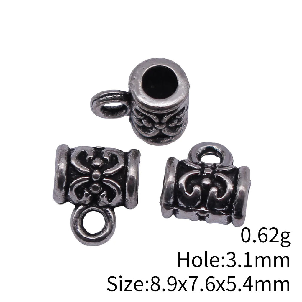 8.9x7.6x5.4mm 0.62g Antique Silver Zinc Alloy Carved Three-Hole Pendant Bail for DIY Jewelry Making