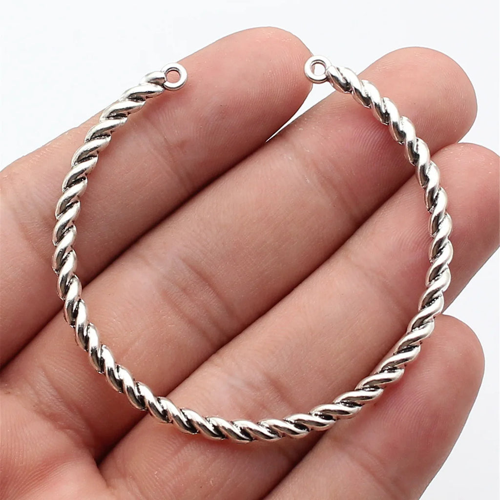 60x60x3.7mm 7.6g Antique Silver Zinc Alloy Twisted Ring Connector Charm for DIY Bangle Jewelry Making