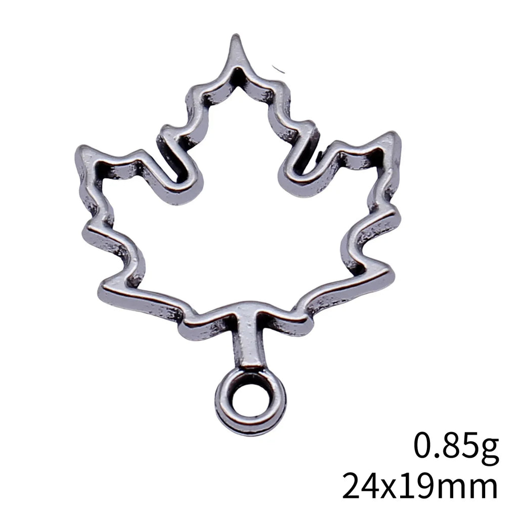 24x19mm 0.85g Antique Silver Zinc Alloy Hollow Leaf Charm Pendant for DIY Necklace Earring Making