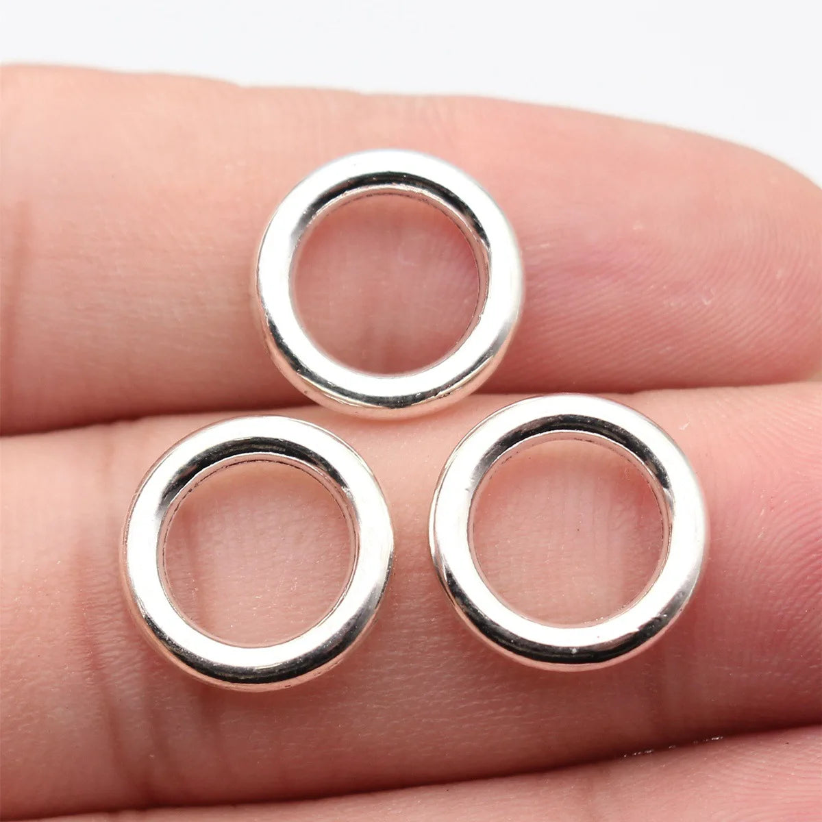 15x15x2.5mm 1.3g Antique Silver Zinc Alloy Round Ring Connector Charm for DIY Bracelet Jewelry Making