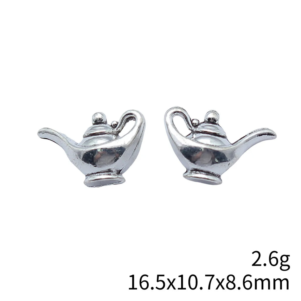 16.5x10.7x8.6mm 2.6g Antique Silver Zinc Alloy 3D Teapot Charm Pendant for DIY Necklace Making