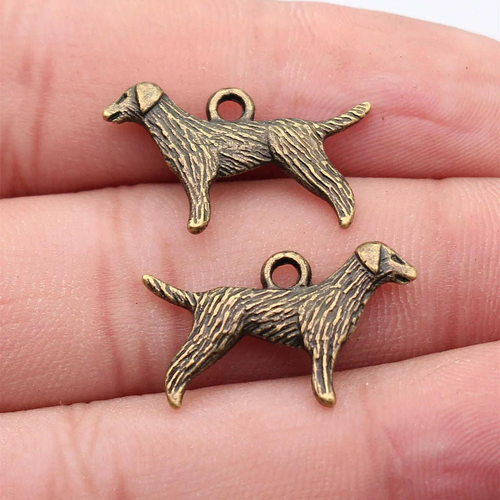 23x14mm 1.3g Antique Bronze Zinc Alloy Small Dog Charm Pendant for DIY Pet Necklace Jewelry Making