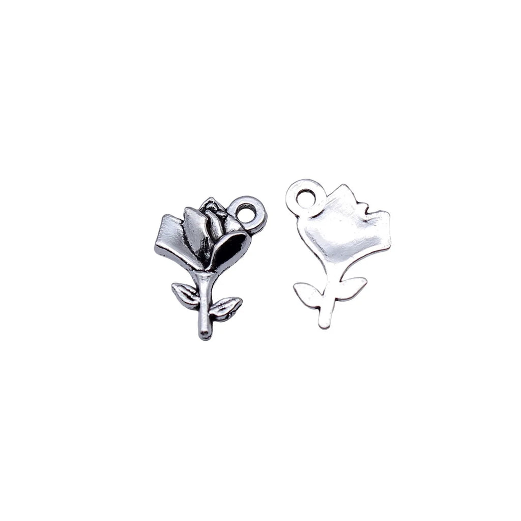 15x11mm 0.63g Antique Silver Zinc Alloy Flower Charm Pendant for DIY Necklace Bracelet Jewelry Making