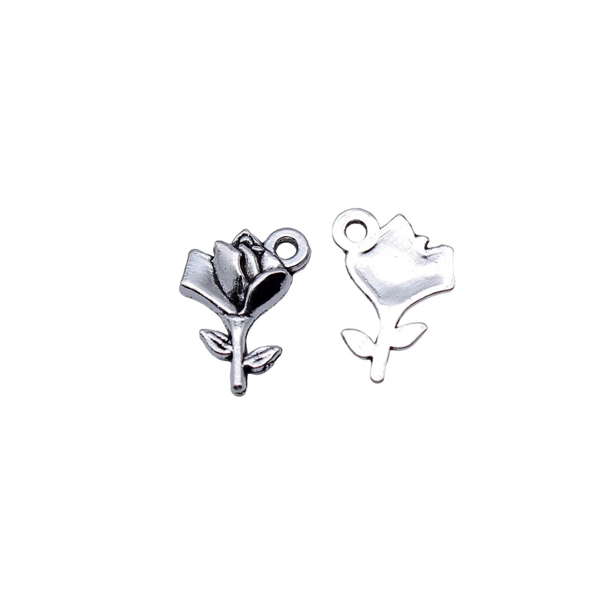15x11mm 0.63g Antique Silver Zinc Alloy Flower Charm Pendant for DIY Necklace Bracelet Jewelry Making
