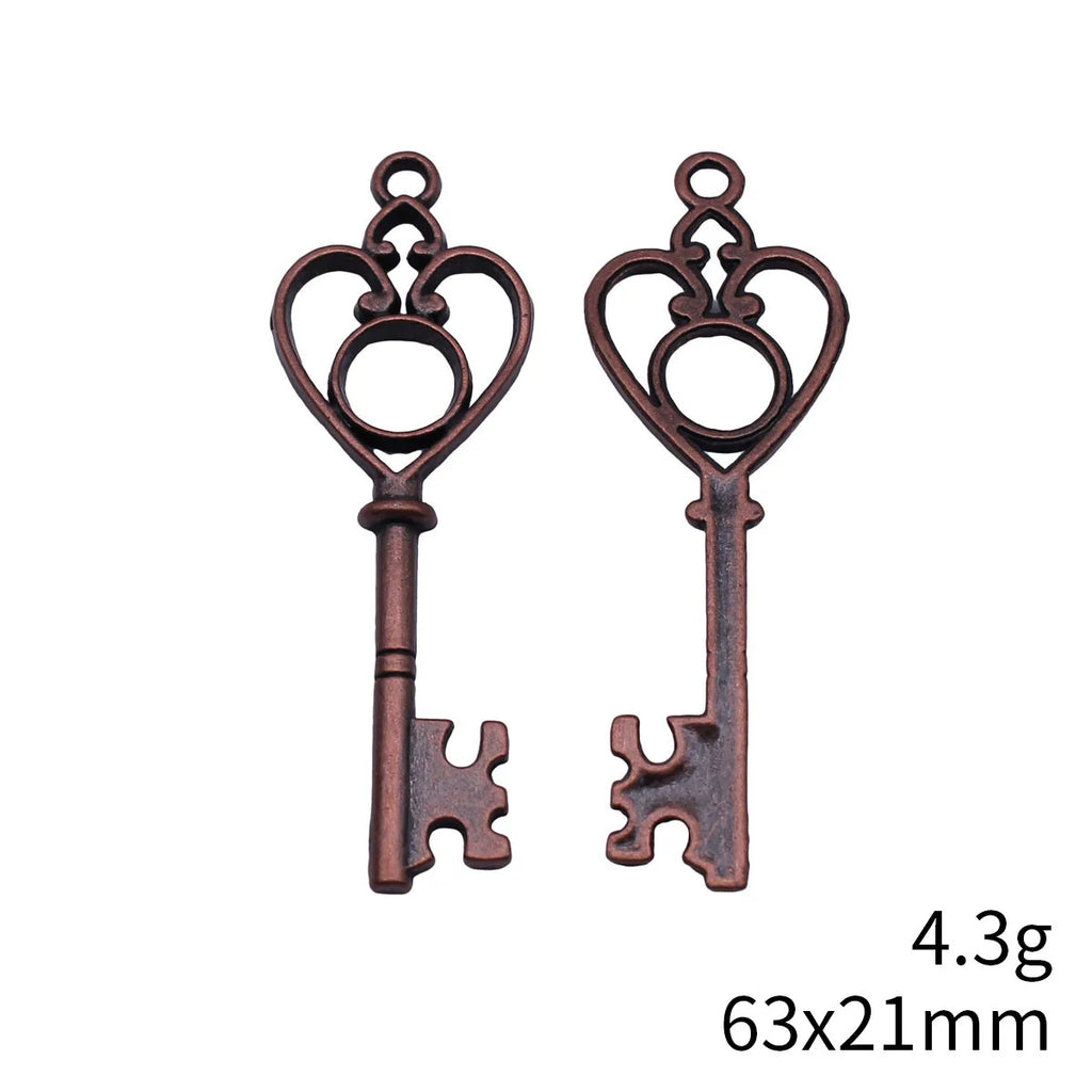 63x21mm 4.3g Multicolor Zinc Alloy Heart Key Charm Pendant for DIY Necklace Bracelet Jewelry Making