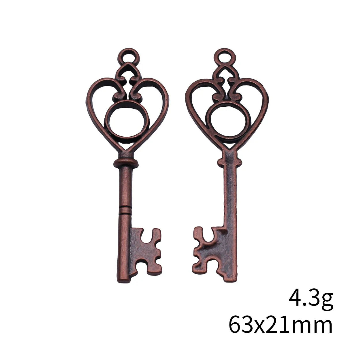 63x21mm 4.3g Multicolor Zinc Alloy Heart Key Charm Pendant for DIY Necklace Bracelet Jewelry Making