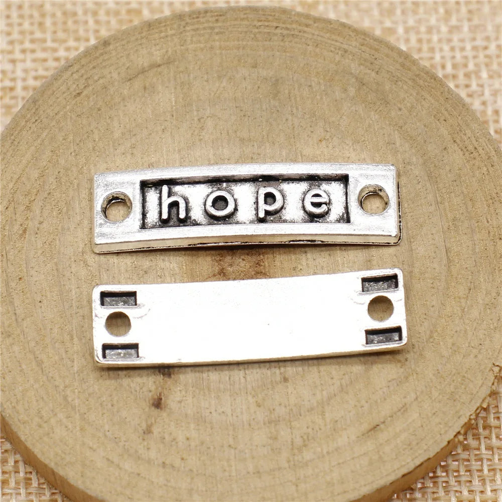35x10mm 3.2g Antique Silver Zinc Alloy Hope Word Connector Charm for DIY Bracelet Jewelry Making