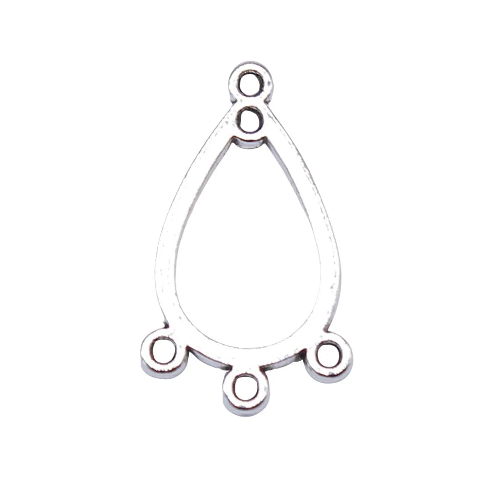 22x13mm 0.7g Antique Silver Zinc Alloy Teardrop Earring Connector Charm for DIY Earrings Jewelry