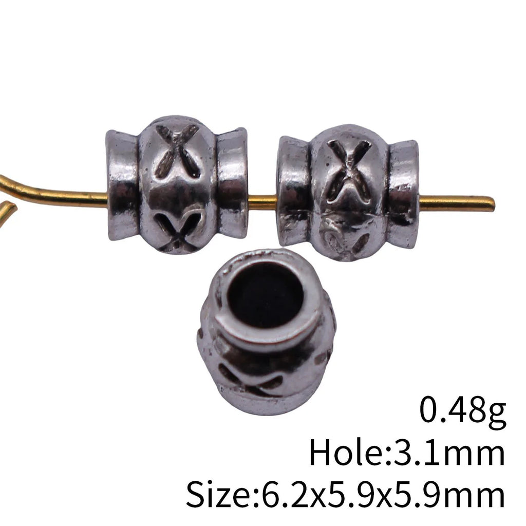 6.2x5.9x5.9mm 0.48g Antique Silver Zinc Alloy X Texture Spacer Beads for Bracelet Necklace Jewelry Making