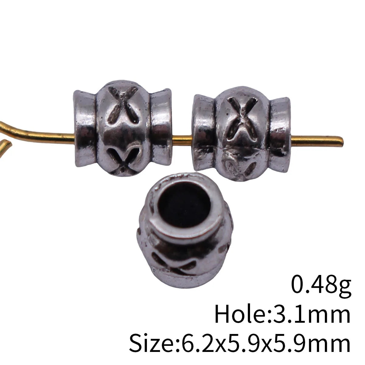 6.2x5.9x5.9mm 0.48g Antique Silver Zinc Alloy X Texture Spacer Beads for Bracelet Necklace Jewelry Making