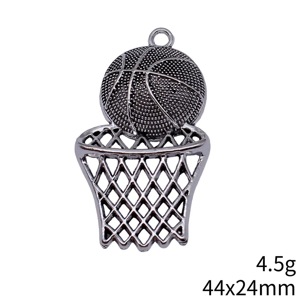 44x24mm 4.5g Antique Silver Zinc Alloy Basketball Hoop Charm Pendant for DIY Sports Jewelry Making