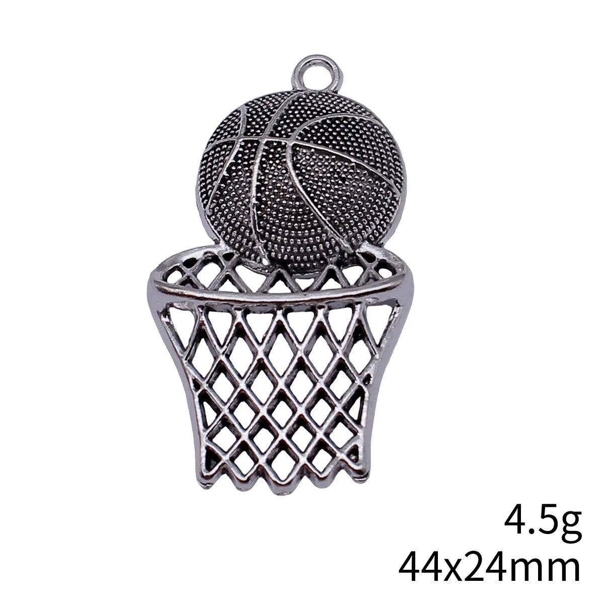 44x24mm 4.5g Antique Silver Zinc Alloy Basketball Hoop Charm Pendant for DIY Sports Jewelry Making