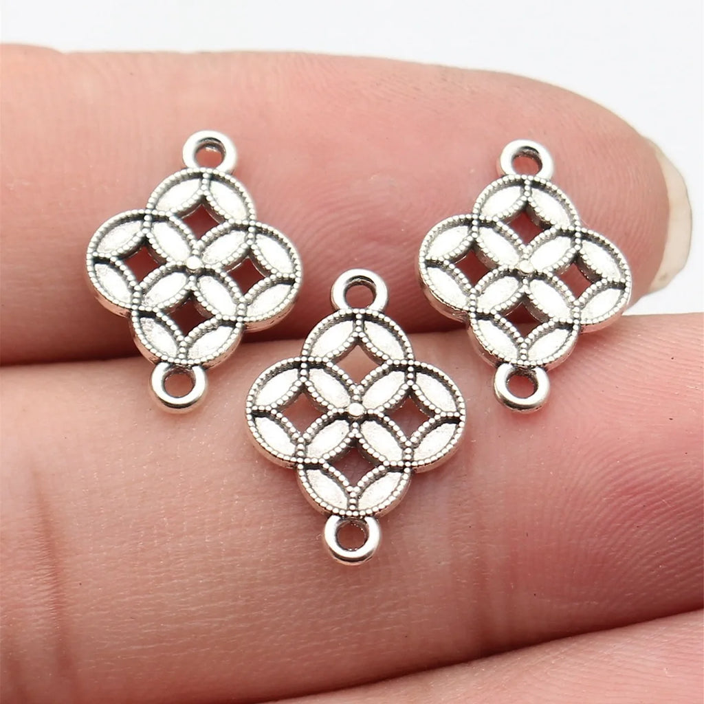 17x12mm 0.63g Antique Silver Zinc Alloy Chinese Coin Connector Charm for DIY Bracelet Necklace Making