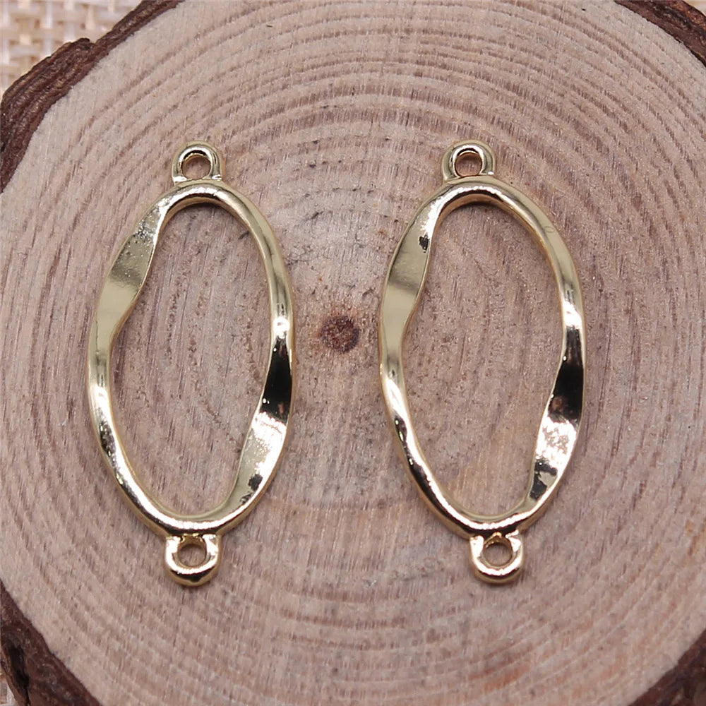 28x12mm 1.2g KC Gold Zinc Alloy Oval Connector Charm Pendant for DIY Necklace Bracelet Jewelry Making