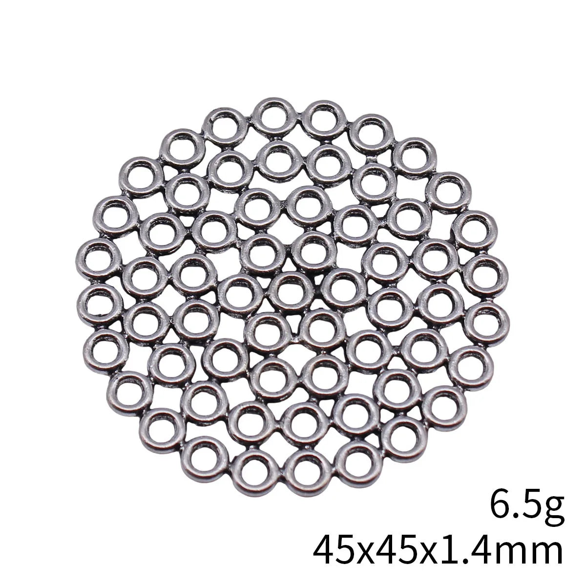 45x45x1.4mm 6.5g Antique silver zinc alloy hollow round ring disc connector charm for jewelry making