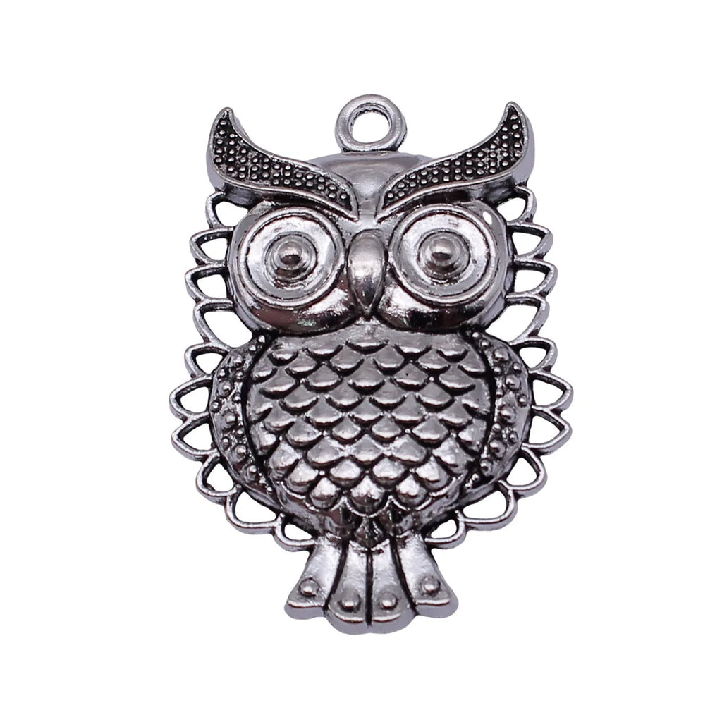 45x32mm 6.1g Antique Silver Zinc Alloy Owl Cat Charm Pendant for DIY Necklace Bracelet Making