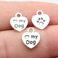 12x10mm 0.5g Antique Silver Zinc Alloy Heart Love My Dog Paw Charm Pendant for DIY Pet Jewelry Making