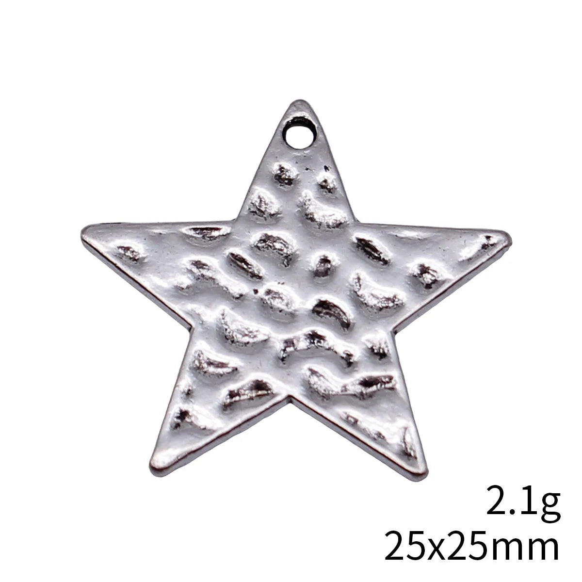 25x25mm 2.1g Antique Silver Zinc Alloy Hammered Five Point Star Charm Pendant for DIY Jewelry Making