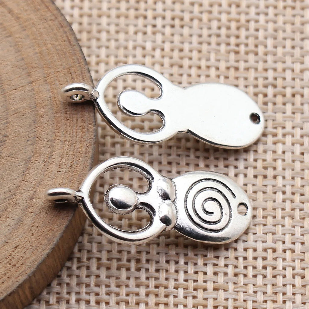 31x12mm 1.9g Antique Silver Zinc Alloy Spiral Fertility Goddess Charm Pendant for DIY Jewelry
