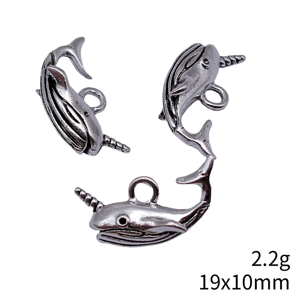 19x10mm 2.2g Antique Silver Zinc Alloy Narwhal Charm Pendant for DIY Necklace Bracelet Jewelry Making