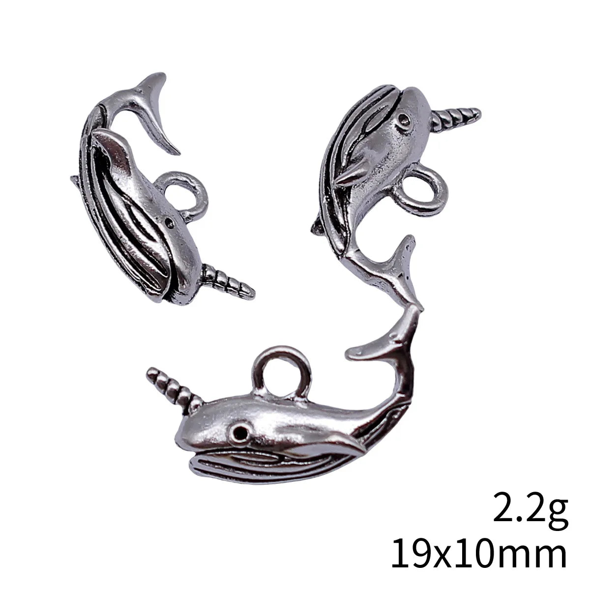 19x10mm 2.2g Antique Silver Zinc Alloy Narwhal Charm Pendant for DIY Necklace Bracelet Jewelry Making
