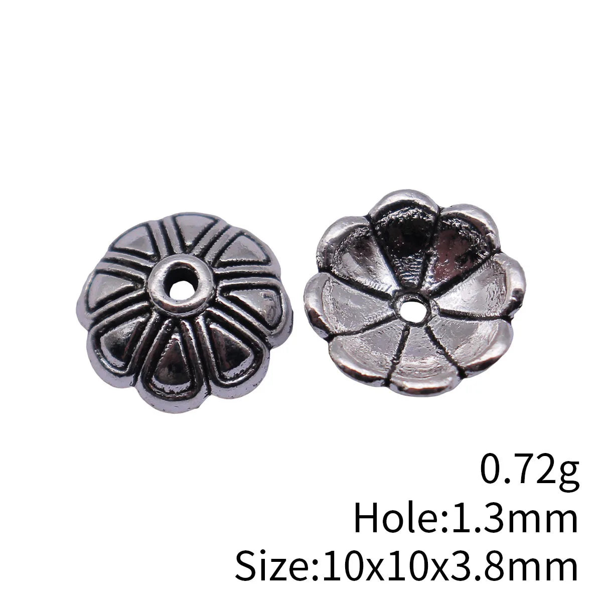 10x10x3.8mm 0.72g Antique Silver Zinc Alloy Flower Bead Caps for DIY Beaded Jewelry Making