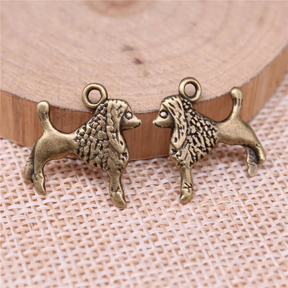 17x18mm 1.3g Multicolor Zinc Alloy Poodle Dog charm pendant for DIY necklace bracelet jewelry making
