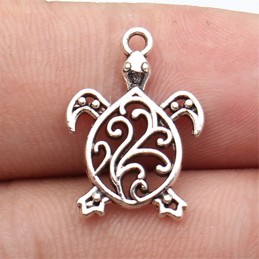 21x15mm 0.95g Multicolor Zinc Alloy Sea Turtle Charm Pendant for DIY Necklace and Bracelet Making