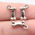 15x9x4.5mm 1.1g Antique Silver Zinc Alloy Bone Charm Pendant for DIY Pet Theme Jewelry Making