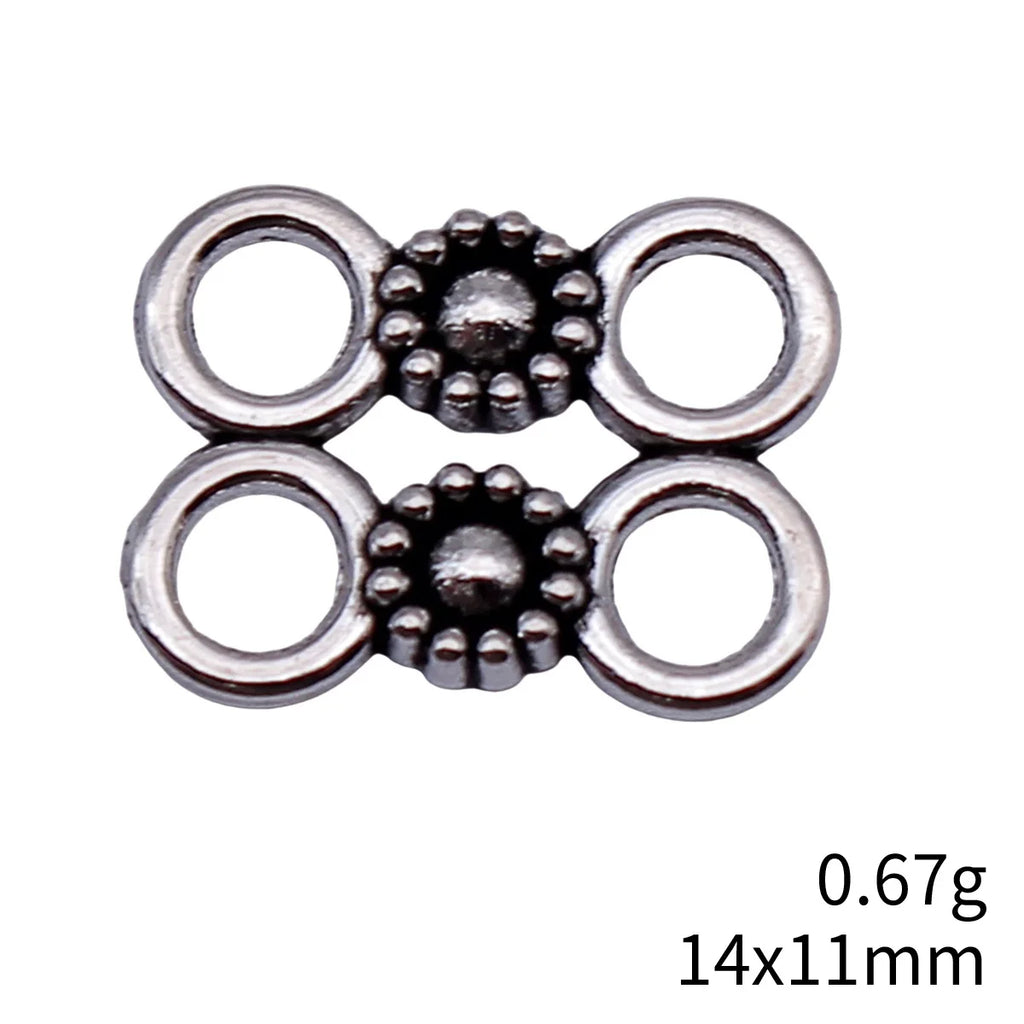 14x11mm 0.67g Antique Silver Zinc Alloy Round 4-Hole connector charm for DIY bracelet jewelry making