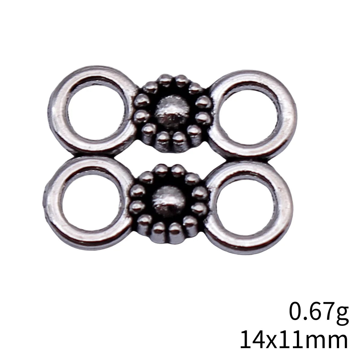 14x11mm 0.67g Antique Silver Zinc Alloy Round 4-Hole connector charm for DIY bracelet jewelry making