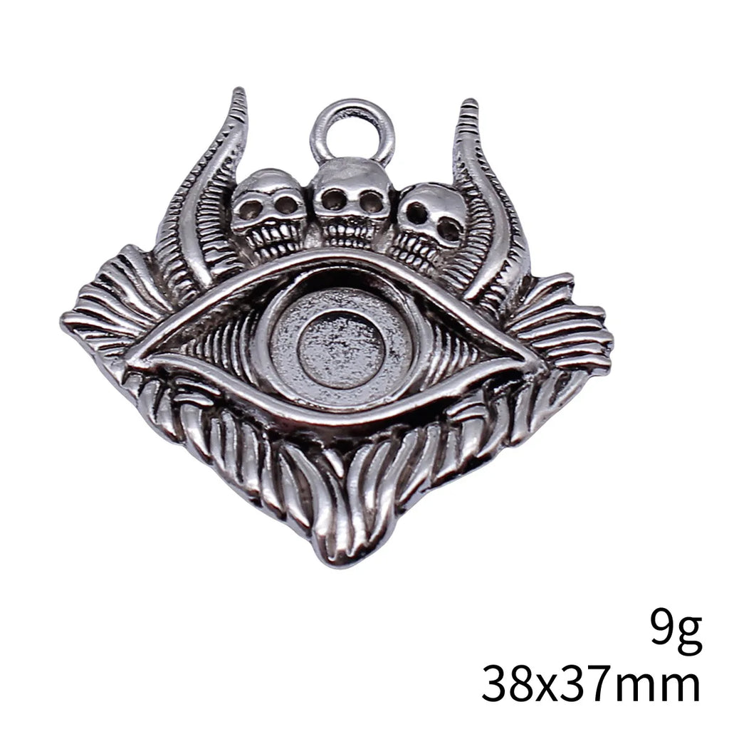 38x37mm 9g Antique Silver Zinc Alloy Skull Eye Charm Pendant for Gothic DIY Jewelry Making