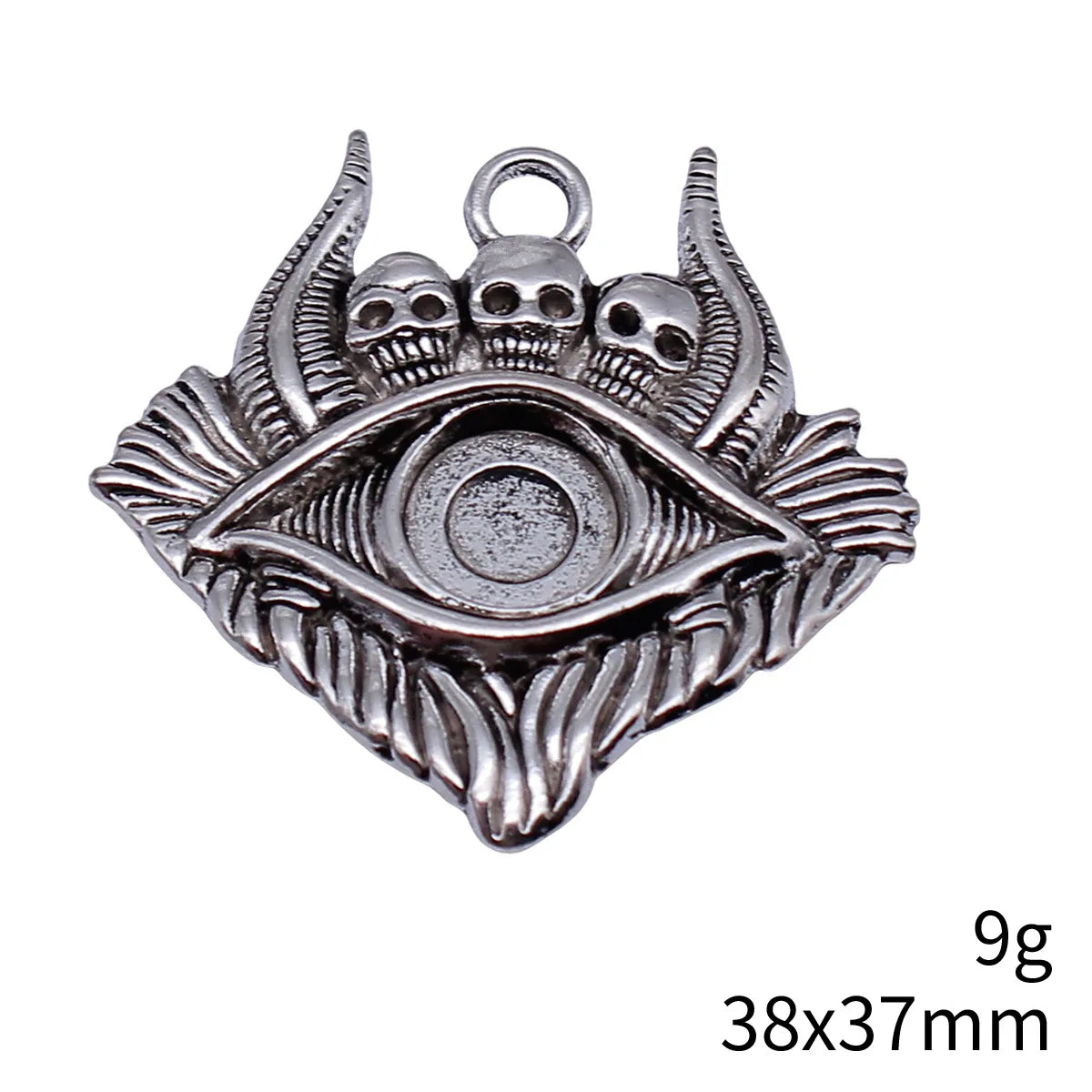 38x37mm 9g Antique Silver Zinc Alloy Skull Eye Charm Pendant for Gothic DIY Jewelry Making