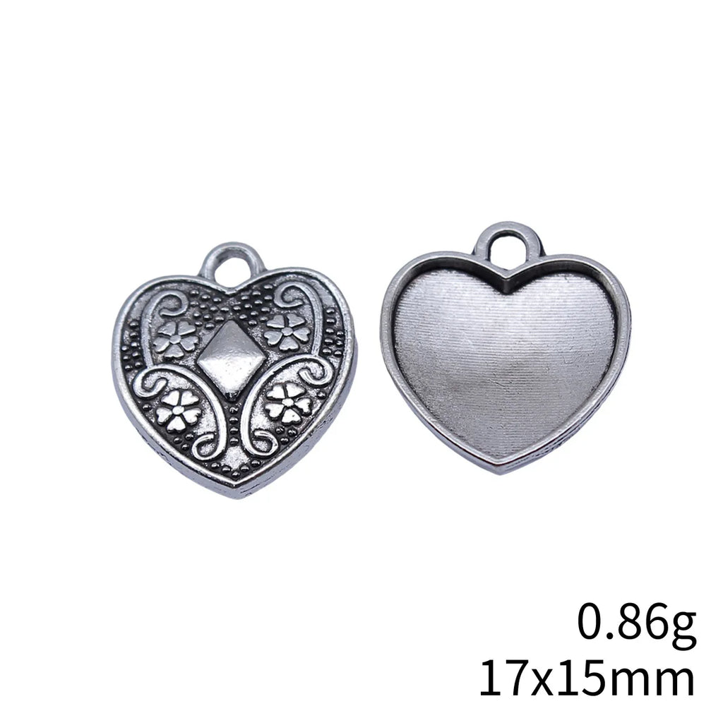 17x15mm 0.86g Antique Silver Zinc Alloy Heart Charm Pendant for DIY Necklace Bracelet Jewelry Making