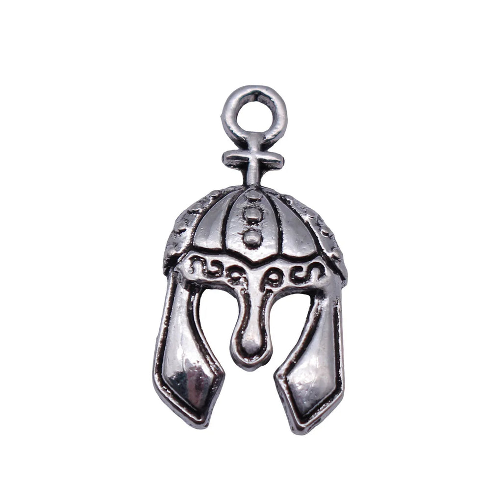 24x12mm 1.2g Antique Silver Zinc Alloy Battle Helmet Charm Pendant for Military Theme DIY Jewelry Making