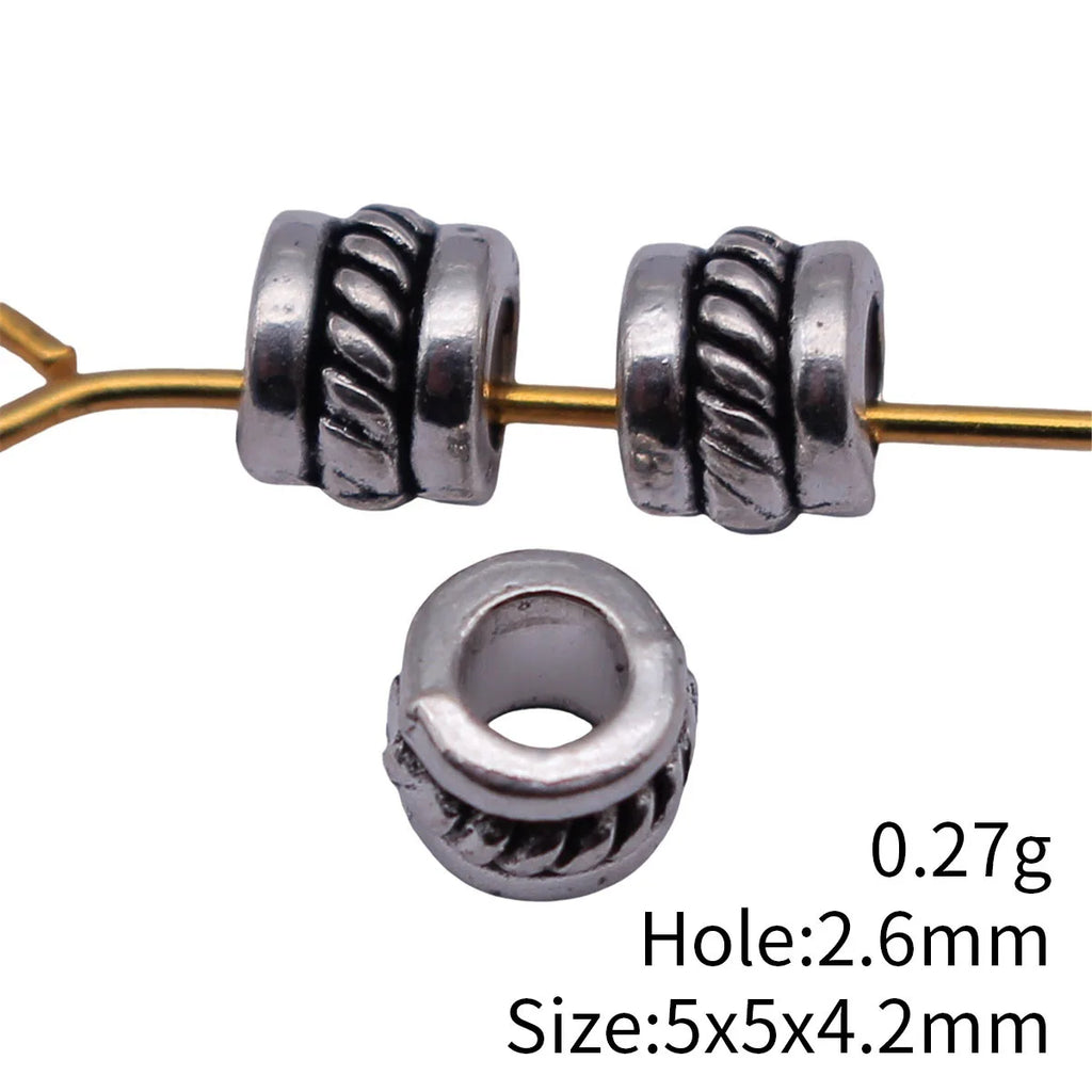 5x5x4.2mm 0.27g Antique Silver Zinc Alloy Rope Texture Spacer Beads for DIY Bracelet and Necklace Making