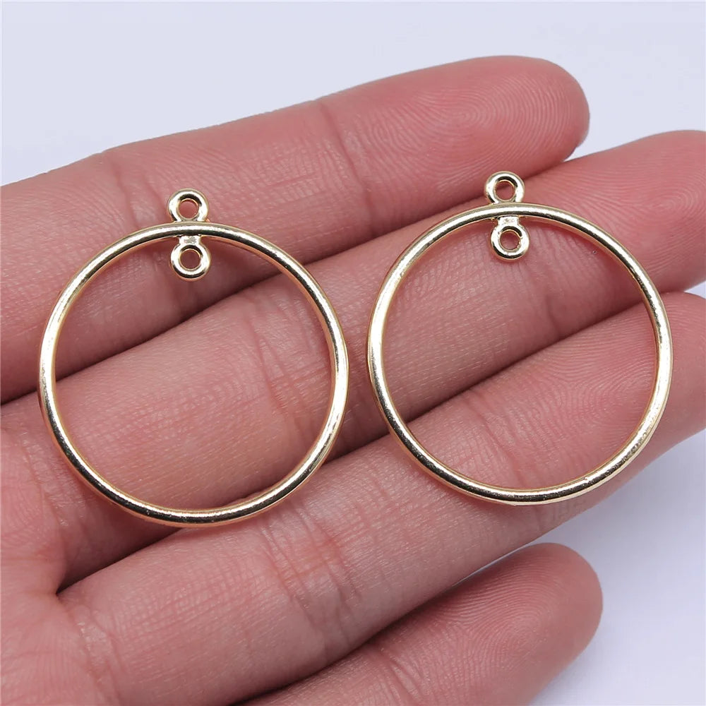 30x33mm 1.8g KC Gold Zinc Alloy Round Ring Earring Charms for DIY Dangle Earrings Jewelry Making
