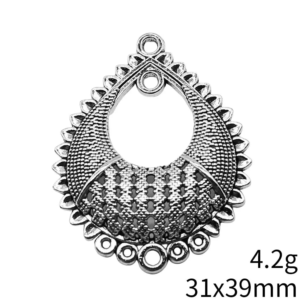 31x39mm 4.2g Multicolor Zinc Alloy Earring Connector Charm for DIY Dangle Earrings Jewelry Making
