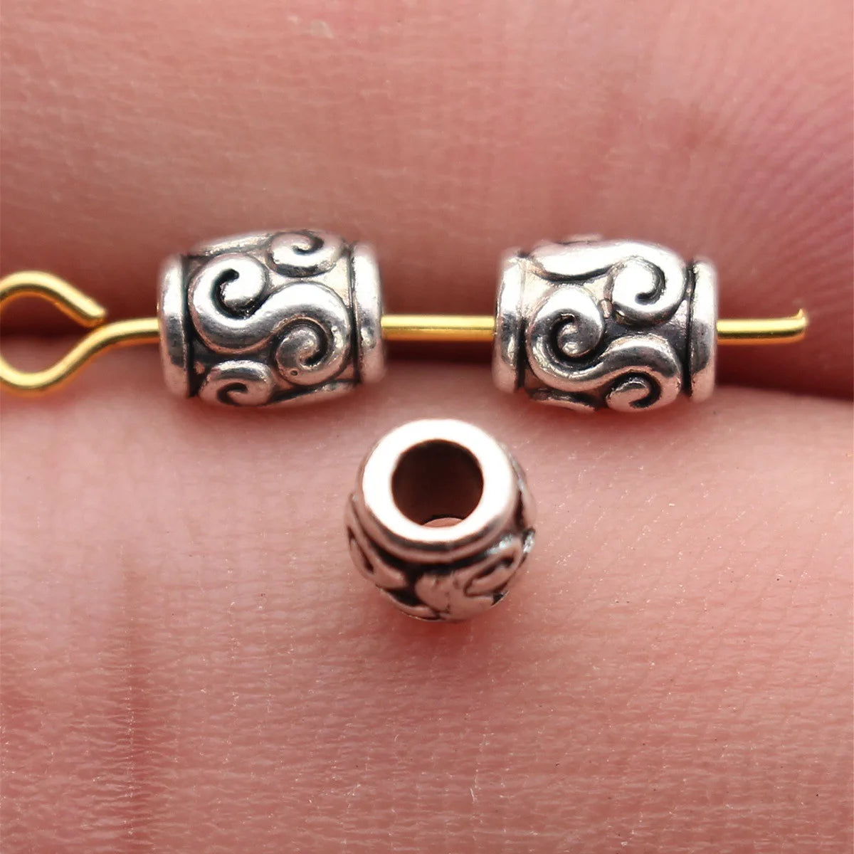 6x4.9x4.8mm 0.39g Antique Silver Zinc Alloy S Pattern spacer beads for DIY bracelet and dreadlock jewelry