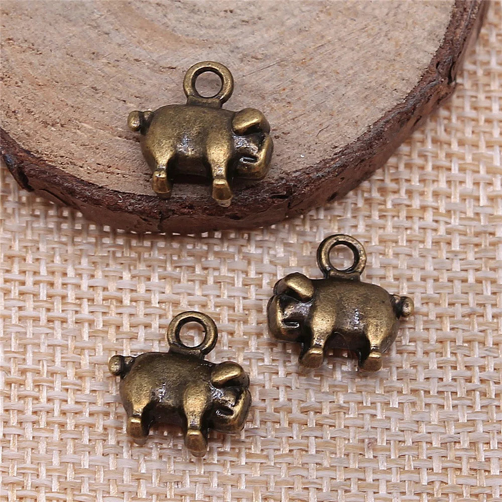 14x14x5mm 2.4g Multicolor Zinc Alloy 3D Pig Charm Pendant for DIY Necklace Bracelet Jewelry Making