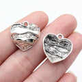 21x20mm 2.4g Antique Silver Zinc Alloy Striped Heart Charm Pendant for DIY Necklace Bracelet Making