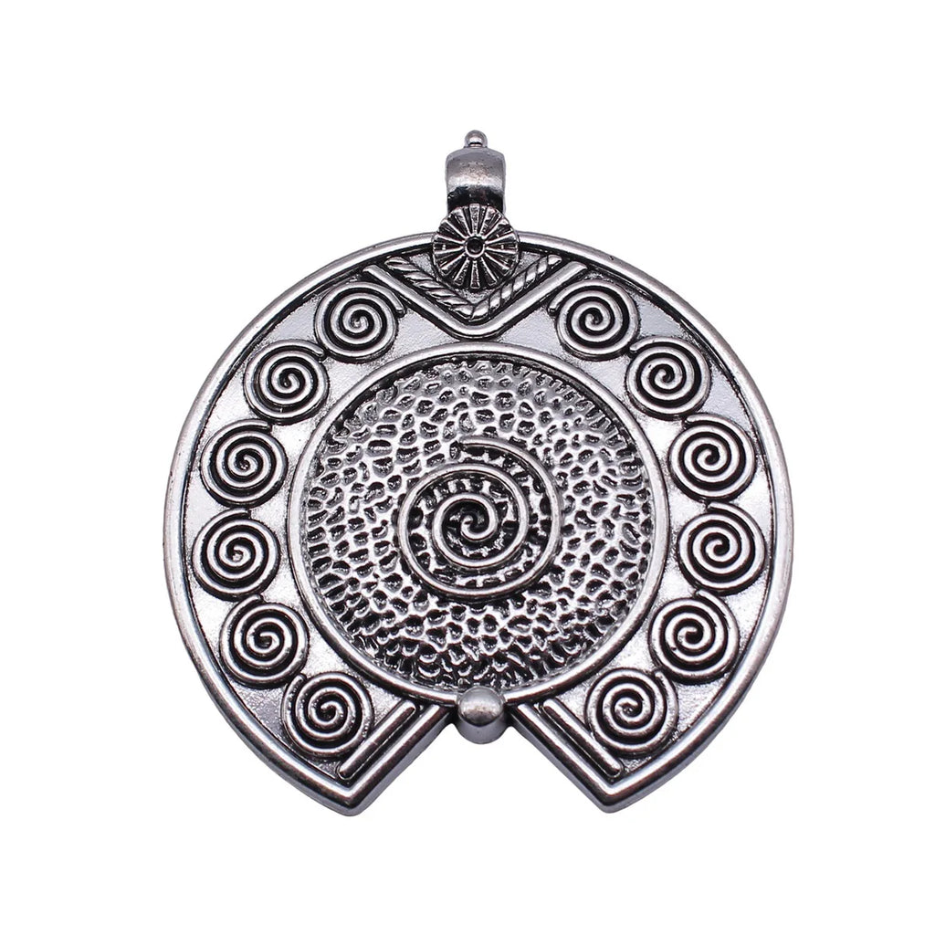 77x69mm 27.9g Antique Silver Zinc Alloy Swirl Texture Charm Pendant for DIY Necklace Jewelry Making
