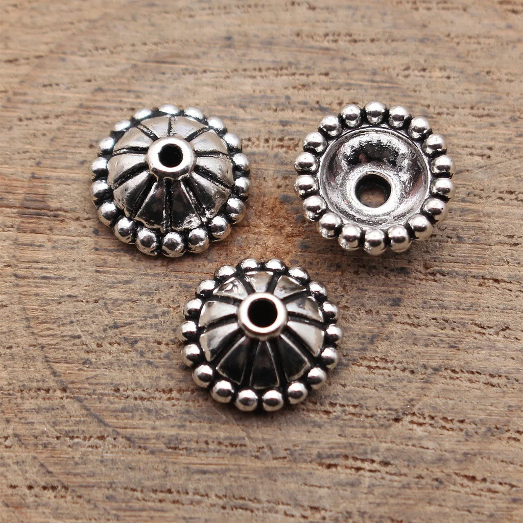 11x11x4.7mm 0.83g Antique Silver Zinc Alloy Flower Bead Caps Jewelry Findings for DIY Earring Bracelet Making