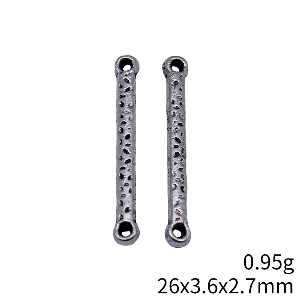 26x3.6x2.7mm 0.95g Multi-Color Zinc Alloy Hammered Long Bar Connector Charm for DIY Bracelet Jewelry Making