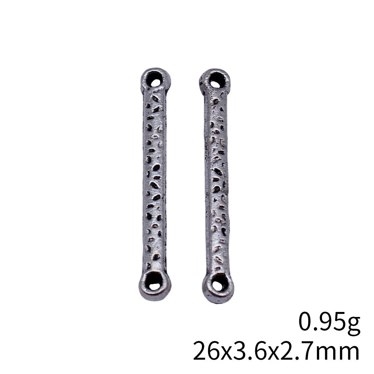 26x3.6x2.7mm 0.95g Multi-Color Zinc Alloy Hammered Long Bar Connector Charm for DIY Bracelet Jewelry Making